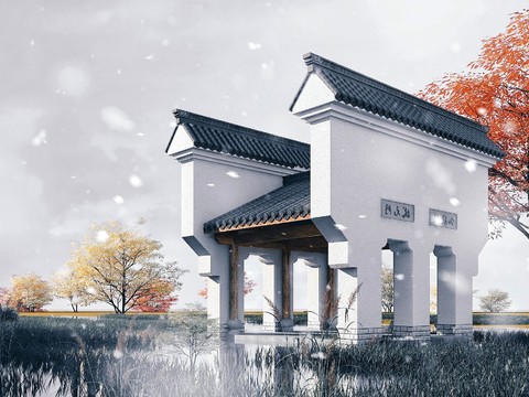 Chinese Style Wind and Rain Pavilion Landscape Pavilion