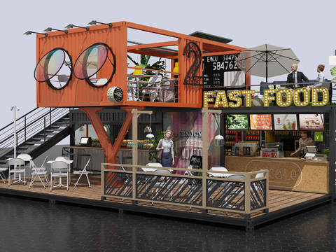 Container Fast Food Booth Building Appearance