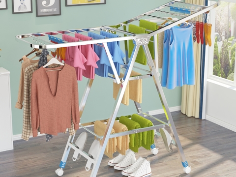 Modern Metal Floor-Standing Folding Clothes Bar