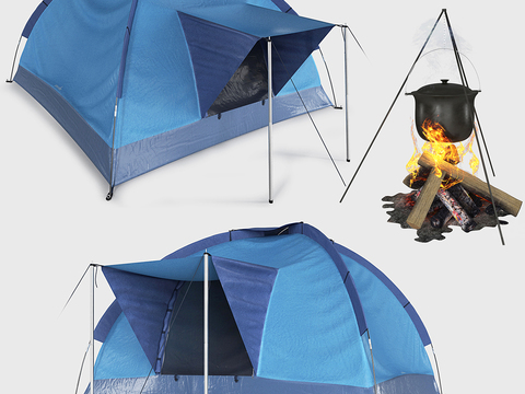 Camping tent bonfire