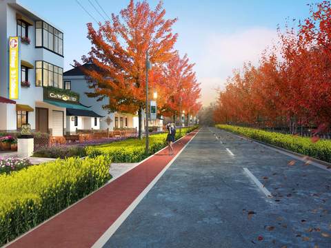 modern commercial street pedestrian street road landscape psd