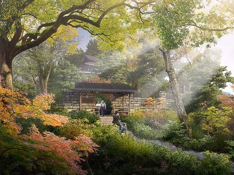 Chinese Landscape Pavilion PSD