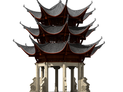 Chinese-style ancient tower tower Buddha tower bell tower