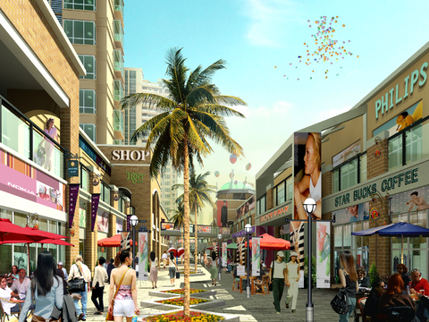 European commercial street psd