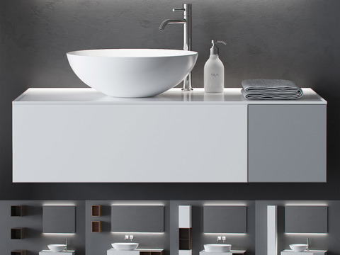 Modern Minimalist Solid Wood Ceramic Washbasin Free