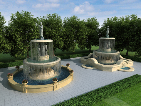 European-style fountain water feature