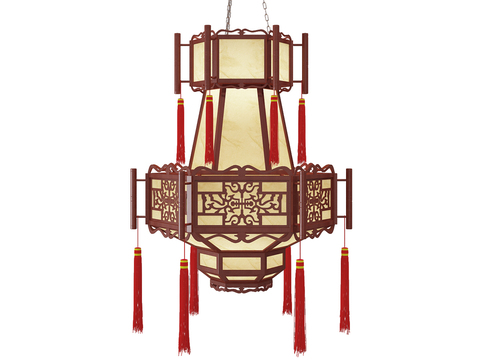 Chinese classical solid wood tea house wood chandelier free