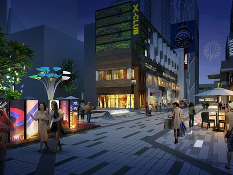 modern commercial street night scene psd