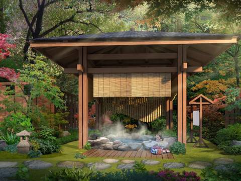 Neo-Chinese Style hot spring garden psd