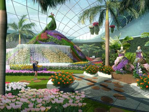 Modern Plant Museum Landscape Flower Sea psd