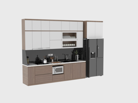 Nordic simple solid wood stainless steel cabinet free