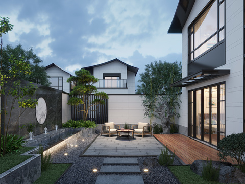 New Chinese-style Villa Courtyard