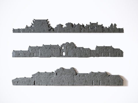 Neo-Chinese Style Jiangnan Ancient House Silhouette Relief