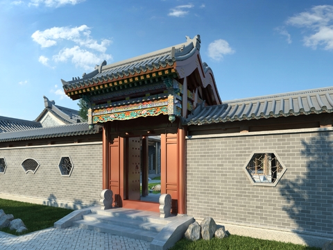 Chinese-style ancient courtyard gate