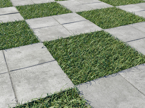 Modern lawn ground square brick