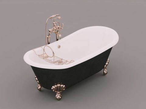 European-style Classical Affordable Luxury Style Gold-tracing Ceramic Bathtub Free