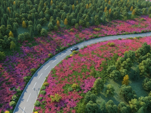 Aerial view of modern mountain highway