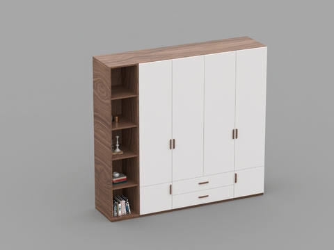 Modern minimalist solid wood wardrobe free