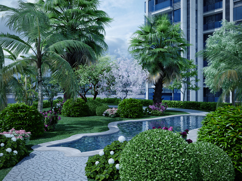 Modern residential landscape