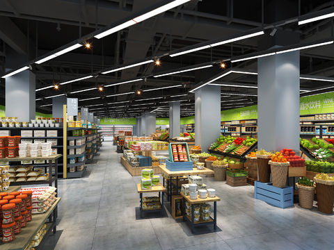 Industrial wind supermarket department store fruit and vegetable area snack area