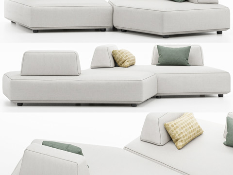 Modern fabric shaped public sofa