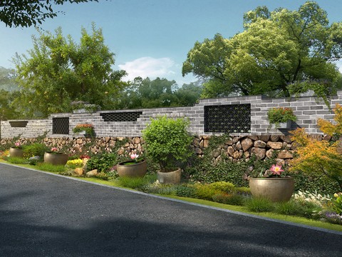 modern park road bridge flowerbed psd