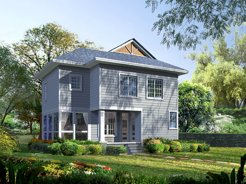 European-style single-family villa appearance psd