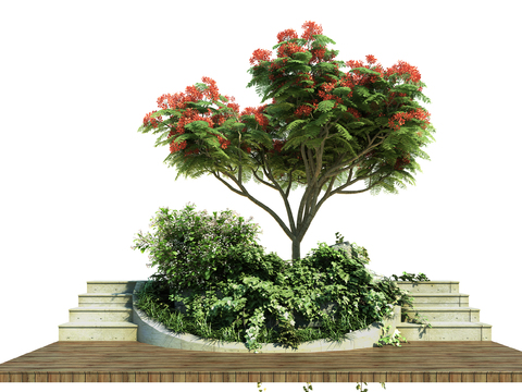 Modern green plant bushes trees bonsai