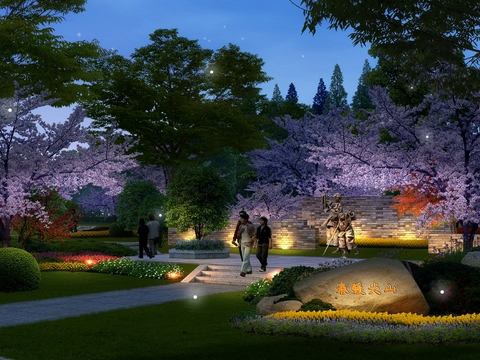 modern park garden night view psd