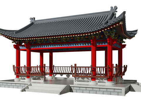 Chinese ancient building pavilion gardening sketch