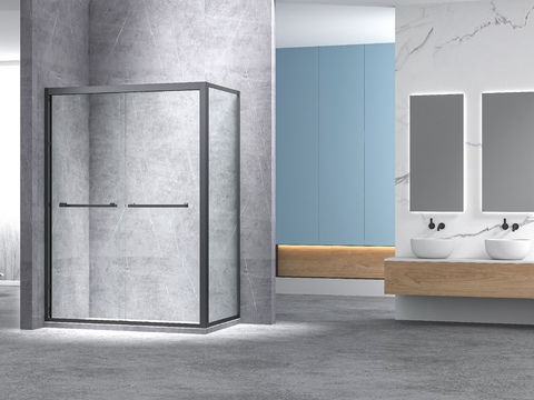 Modern double basin sink shower cubicle