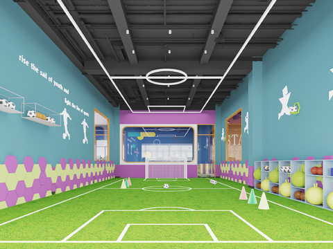 Industrial wind football stadium children's training hall