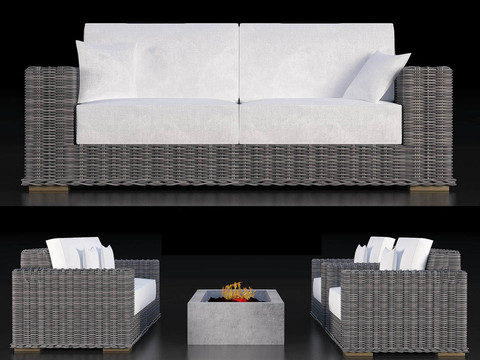 Modern outdoor rattan sofa combination