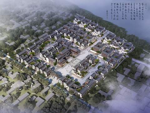 new chinese residential building appearance bird's eye view psd