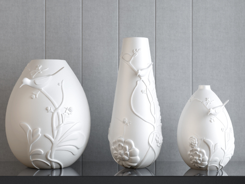 New Chinese Flower and Bird Ceramic Vase