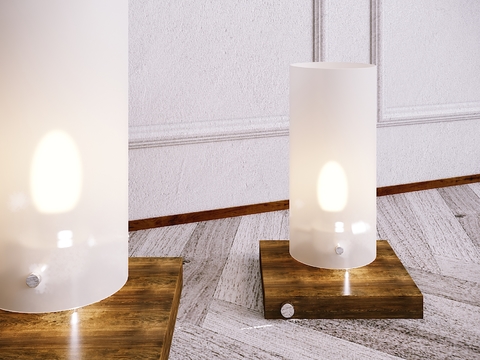 Modern Solid Wood Glass Candlestick Lamp