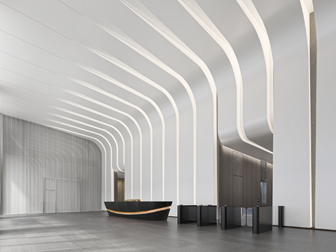 Front Desk in Lobby of Modern Office Building
