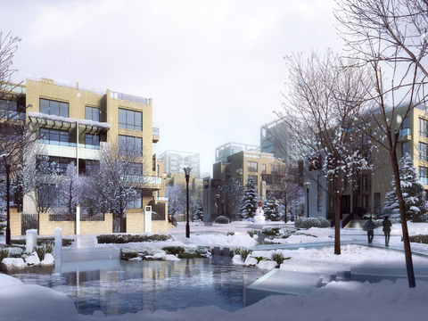 modern building appearance snow landscape psd