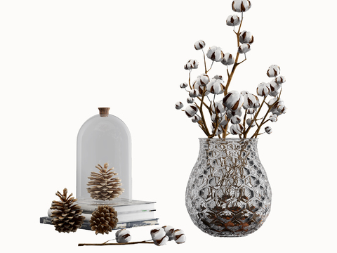 Modern Cotton Vase Pine Cone Ornaments