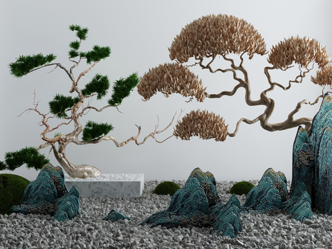 New Chinese-style landscape sketch of dead mountain branches