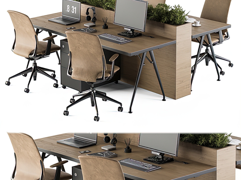 Modern Solid Wood Office Desk and Chair