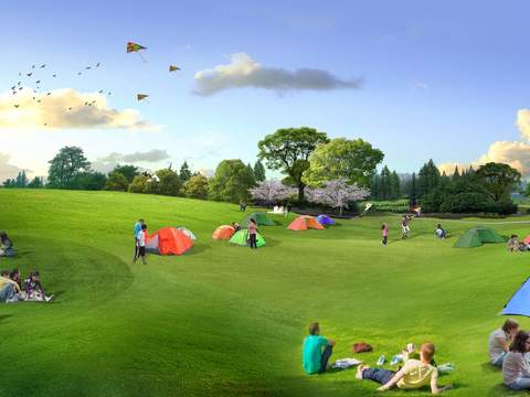 Modern Grassland Tent Landscape psd