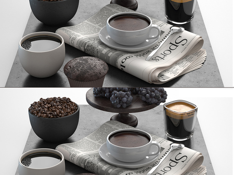 Afternoon Tea Coffee Fruit Coffee Bean Dessert Newspaper