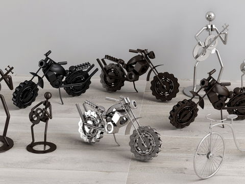 Industrial style motorcycle figure sculpture ornaments