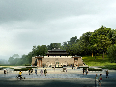 Chinese style ancient building psd