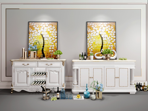 European-style sideboard decoration combination