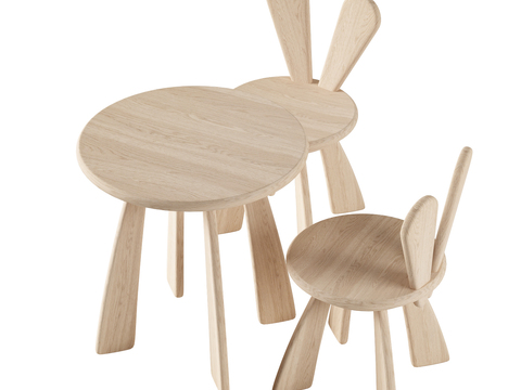 Nordic Simple Solid Wood Casual kids Table&Chair Free