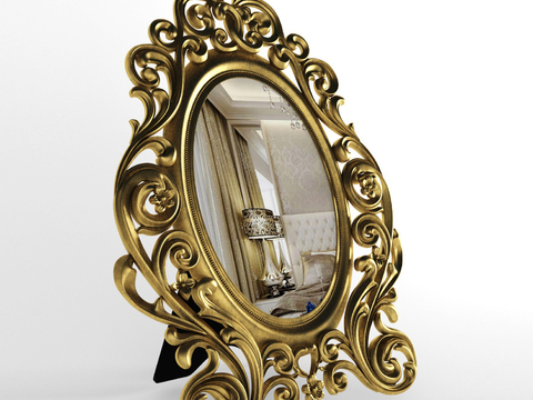 European classical metal carved vanity mirror free