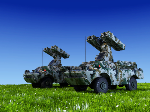 modern surface-to-air wheeled anti-aircraft missile