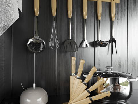 Modern Kitchen Knives Dishes Pot